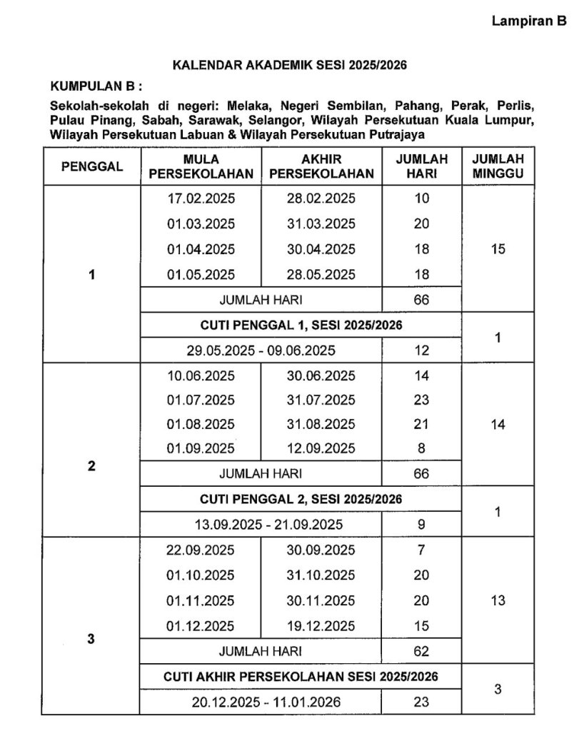 Academic Calendar for Year 2025 and 2026 Sessions of SRSP SEKOLAH RENDAH SERI PRESBYTERIAN Batu Pahat Primary School School Days 峇株吧辖小学 博恩私立小学 A03